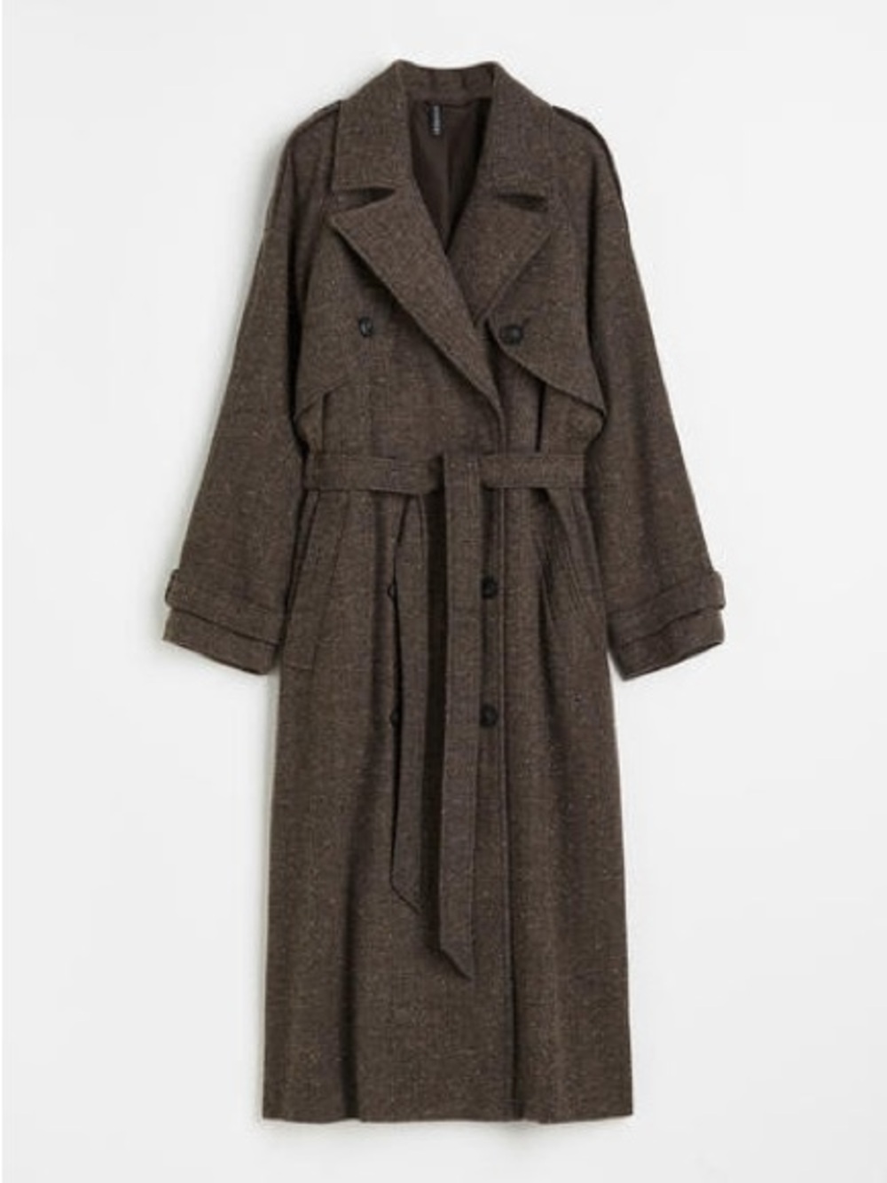 H&M Trench Coat, Dark Brown/ Herringbone, Medium